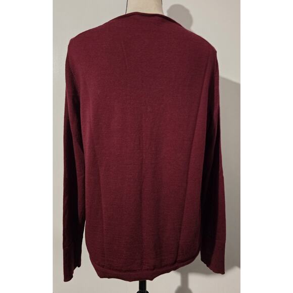 Talbots Womens Maroon Pure Merino Wool Pullover V-Neck Lightweight SZ XL NWOT - Picture 3 of 6